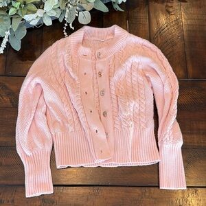 Chic Pink Cable Knit Cardigan
